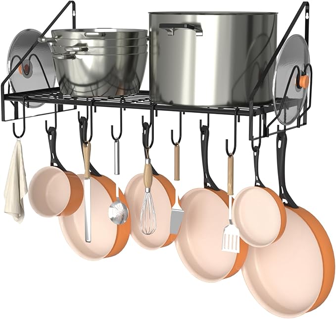 VyGrow 28 Inch Pot Rack Wall Mounted, Pots and Pans Organizer by VyGrow