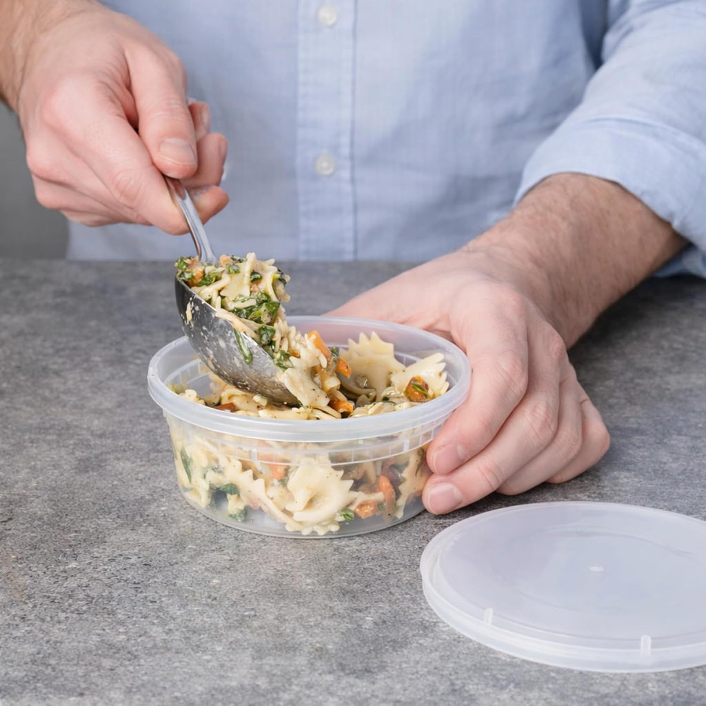 8 oz [15 Pack] BPA Free Plastic Deli Food Storage Containers with Lids