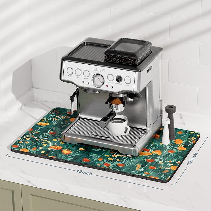 Rnivvi Coffee Mat, Hide Stain Rubber Backed Absorbent Dish Drying Pad - Image 2