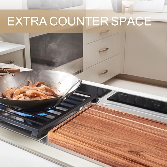 20 Inch Large Acacia Wood Cutting Board 1.5" Thick, Reversible Wooden Cutting - Image 4