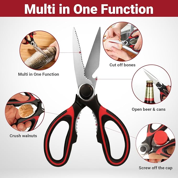 Kitchen Shears Set of 2, Heavy Duty Kitchen Scissors Seafood Scissors, - Image 3