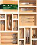 Bamboo Drawer Organizer 14 Pcs for Kitchen Multi-purpose Storage Dividers for by MakeyourLifeBetter