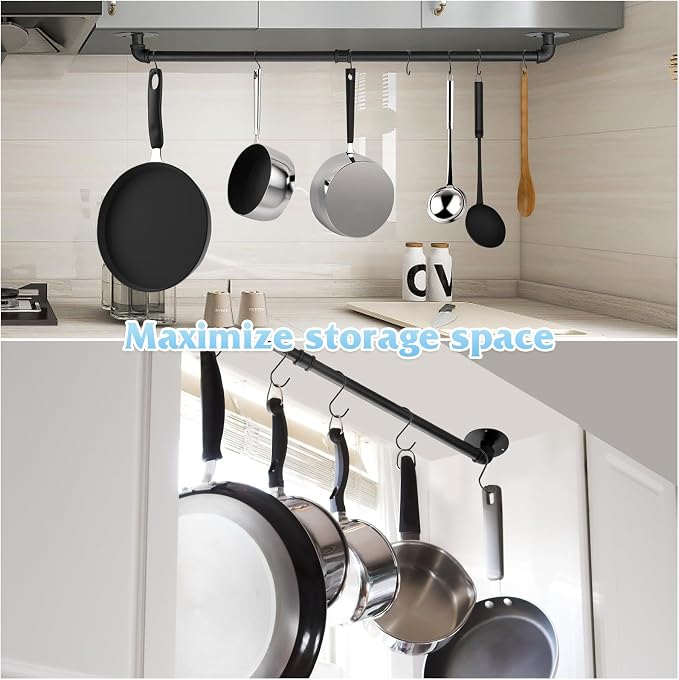 32 inch Pot Rack Wall Mounted Pan Hangers - Image 2