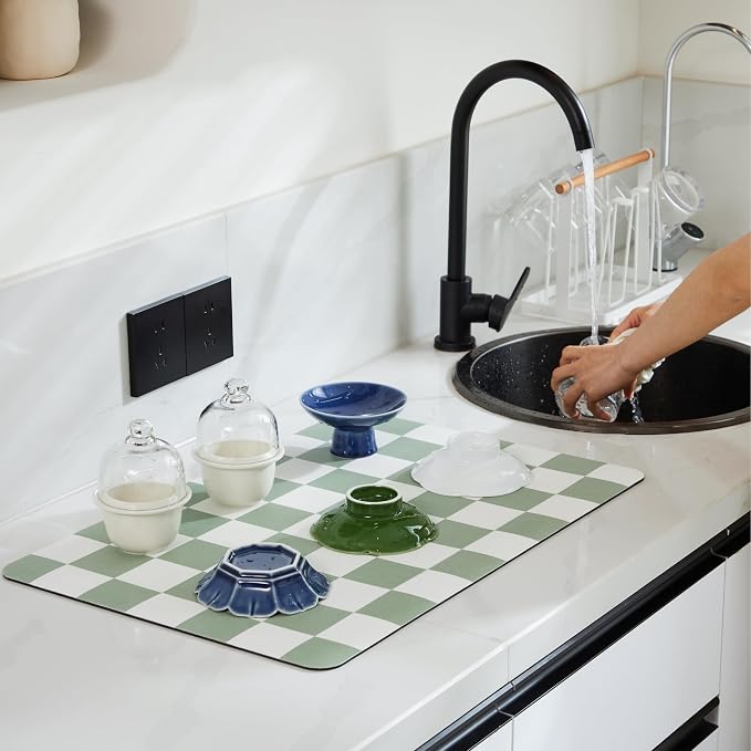 Ohocut Checkered Dish Drying Mat - Image 2
