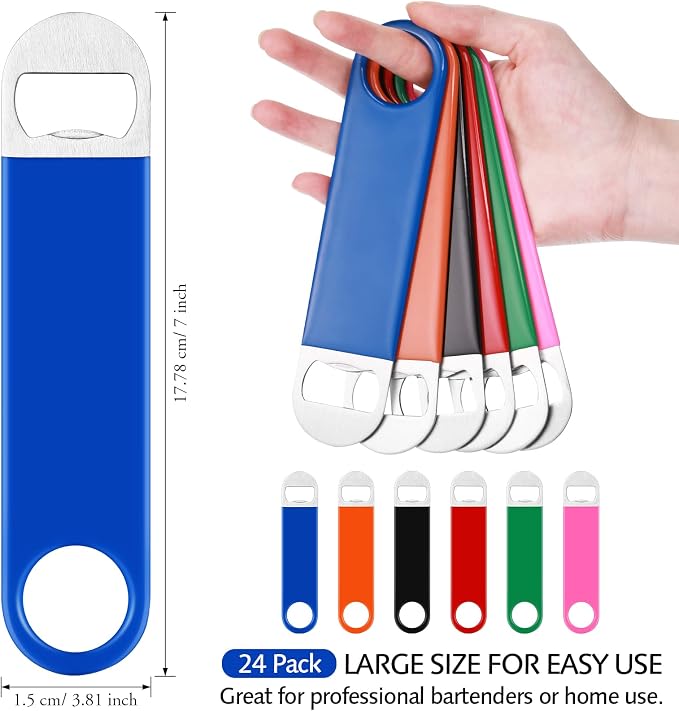 24 Pack Stainless Steel Flat Bottle Opener Bulk Heavy Duty Bartender Beer - Image 2