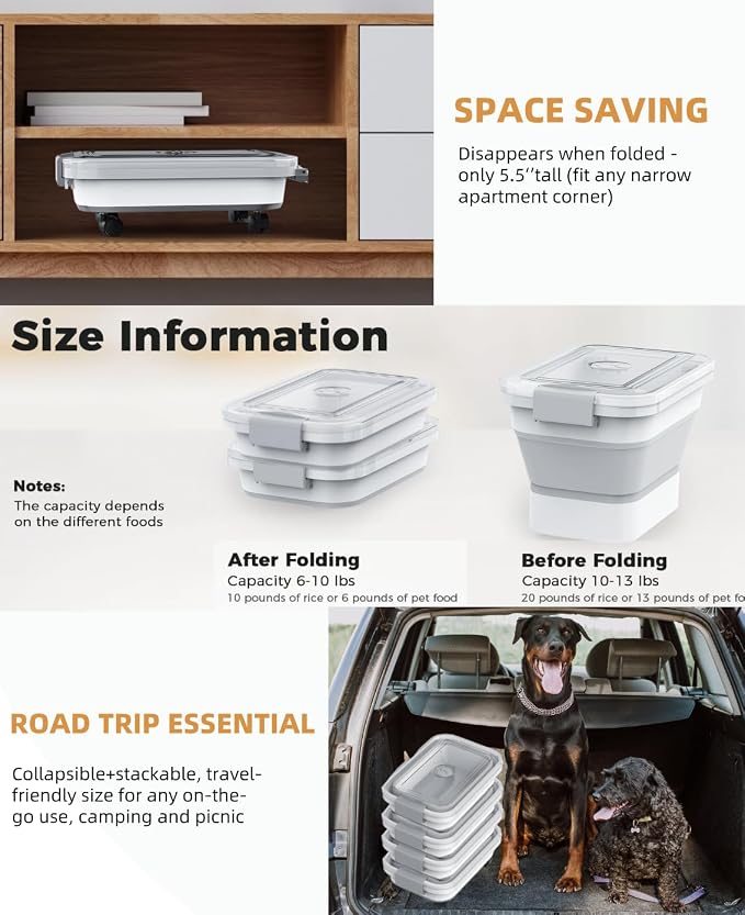 10-13 Lbs Dog Food Storage Container, Collapsible Dog Food Container - Image 9