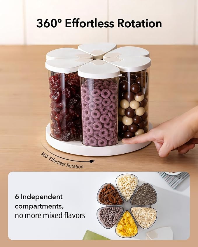 Ankou Rotating Food Storage Containers Set of 6, 23oz Clear PET Jars - Image 3