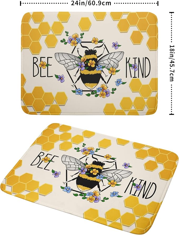 Giwawa Bee Kind Dish Drying Mat, Summer Bees Flowers Dish Drainer Mats - Image 2