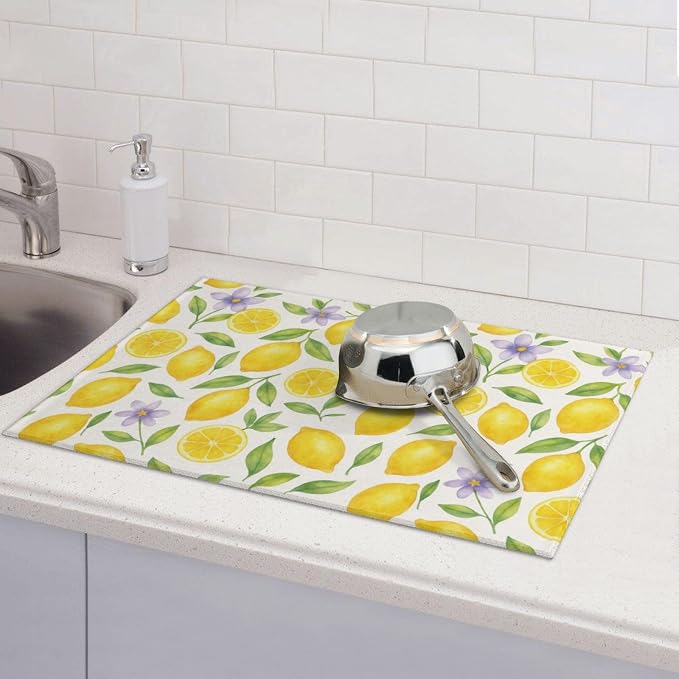 Lemon Dish Drying Mats for Kitchen Counter, Large 18"x24" Dish Mats for Drying - Image 7