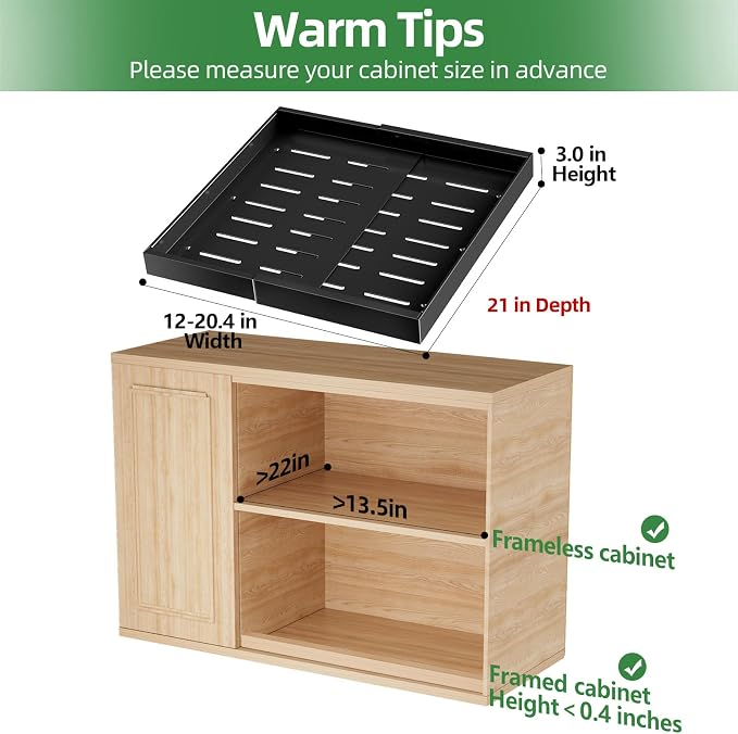 PAKETA 1 Pack Expandable Pull Out Cabinet Organizer, Upgrade 3 Slide Rails - Image 2