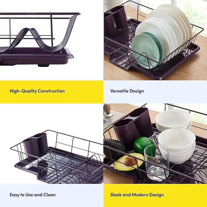 Space-Saving 3-Piece Dish Drainer Rack Set: Efficient Kitchen Organizer - Image 6