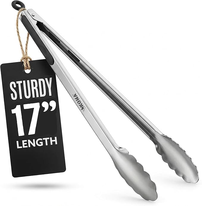 Kona Premium Stainless-Steel Locking Grill Tongs 18 inch, Heavy Duty Tongs by Kona