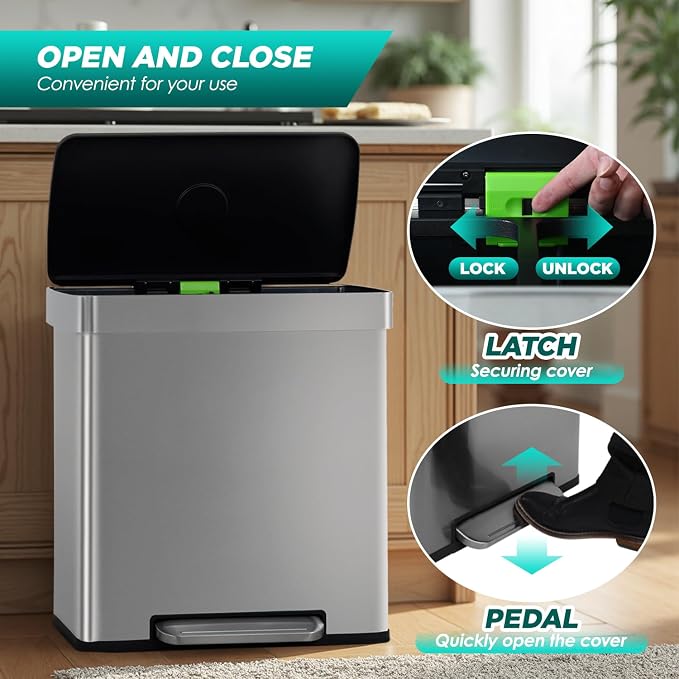 FDW 16 Gallon / 60 L Garbage Can Kitchen Trash Can - Image 4