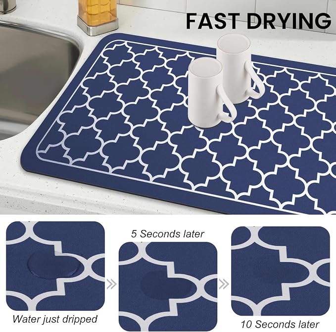 WISELIFE Dish Drying Mat Super Absorbent Drying Mat Large Dish Drying Mats - Image 4