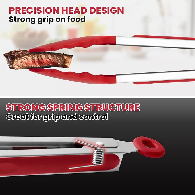 3 Pack Silicone Tongs for Cooking, Maywe Tanso 9 Inch Cooking Kitchen Tongs - Image 3
