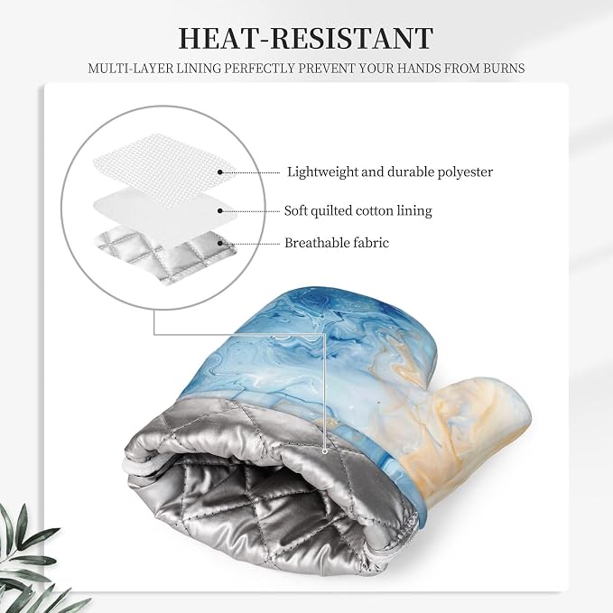 Oven Mitts and Pot Holders Blue Marble Pastel Silicone Kitchen Accessories Set - Image 4