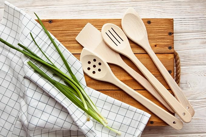 ECOSALL Healthy Wooden Spoons For Cooking Set of 6. Safe and Reliable Cooking - Image 7