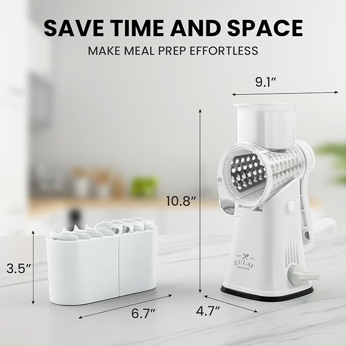 Zulay Kitchen Rotary Cheese Grater 5 Blade Cheese Shredder - Image 10