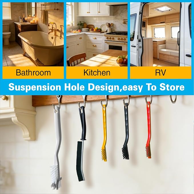 Crevice Cleaning Brush Set, Hard Bristle Small Scrub Brushes, Deep Cleaning - Image 6