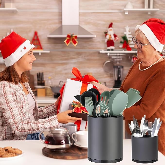 LIBODOUR Kitchen Utensil Holder Extra Large Rotating - Image 2