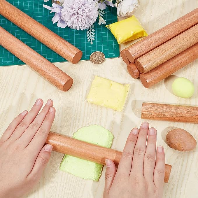 OLYCRAFT 8pcs Wood Rolling Pins 10 inch Clay Rolling Pins 1.1 inch Diameter - Image 3