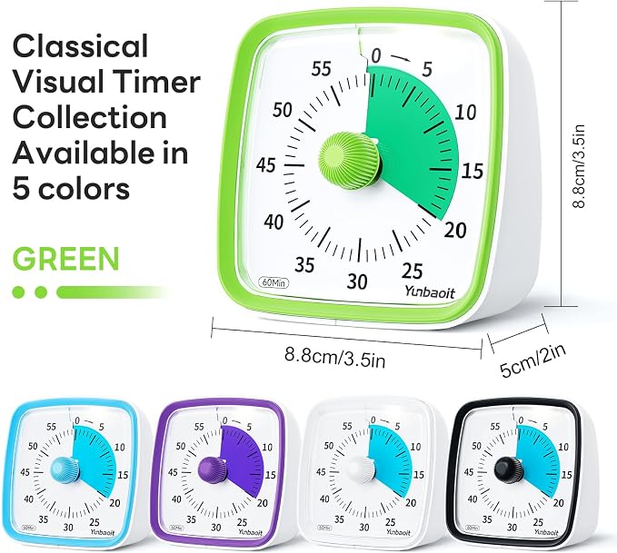 Yunbaoit Visual Timer with Night Light, 60-Minute Countdown Timer - Image 6