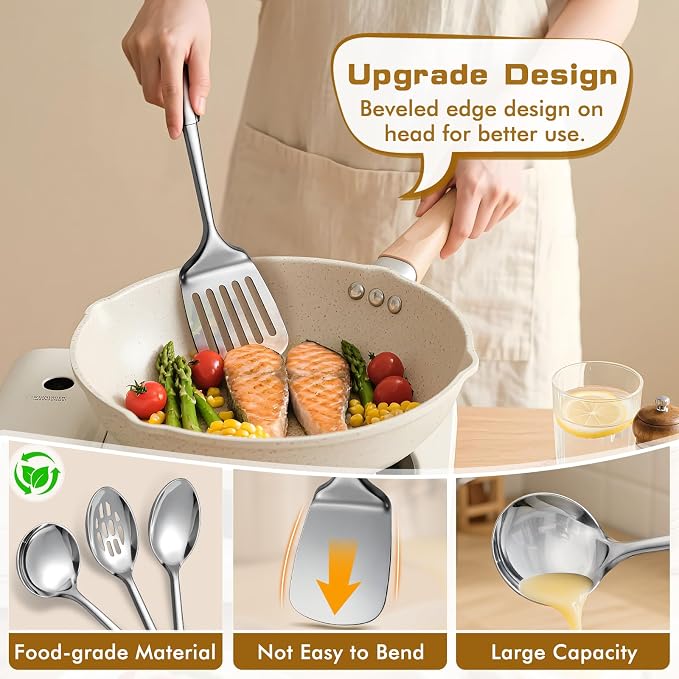9 Pcs Cooking Utensils Set, Stainless Steel Kitchen Utensils, Heat Resistant - Image 5