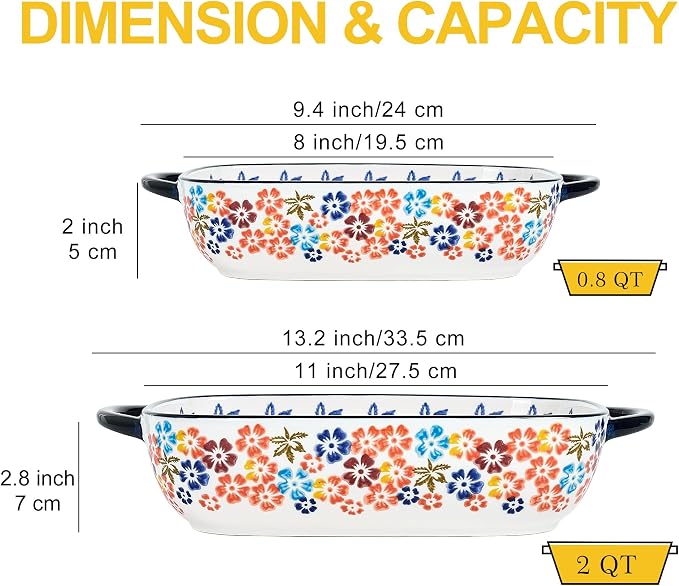 Ceramic Casserole Dishes for Oven, Hand-painted Polish Pottery Baking Dish Set - Image 4
