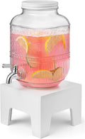 Beverage Dispenser 1 Gallon, Glass Drink Dispenser by Godinger