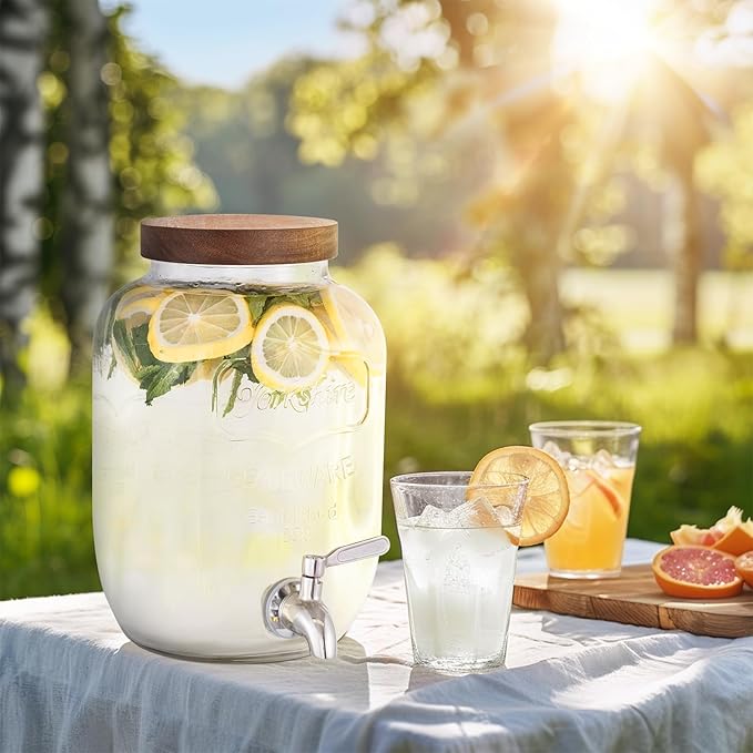Mustry Glass Drink Dispenser for Parties, 1 Gallon Beverage Dispenser - Image 5
