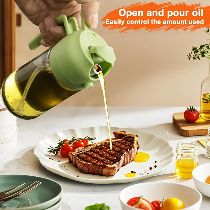 2 in 1 Glass Oil Sprayer & Dispenser, 16oz/470ml Olive Cooking, Air Fryer - Image 5