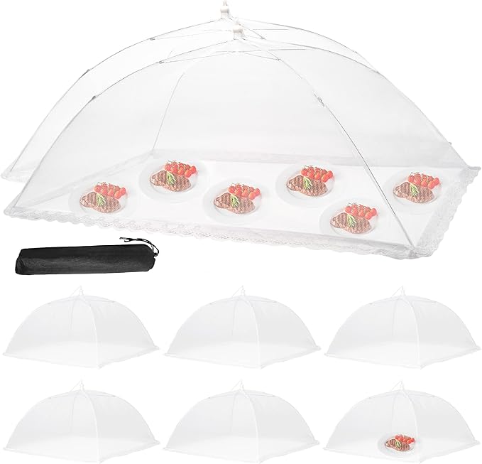 Food Cover Food Tent Set, 2 Extra Large 40"X24" and 6 Standard 17"X17" Mesh by LETAAKA