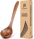 Wooden Soup Spoon for Cooking, Teak Acacia Soup Ladle, Non-Toxic Natural Wood by PETERSHOMEANDKITCHEN