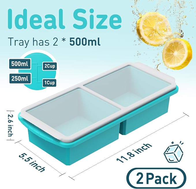 Silicone Freezer Tray with Lid Soup Freezer Container Molds with Steel - Image 2