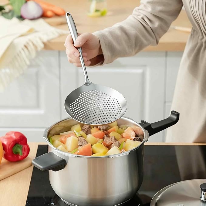 Stainless Steel Skimmer Slotted Spoon, Spider Strainer Ladle - Image 5