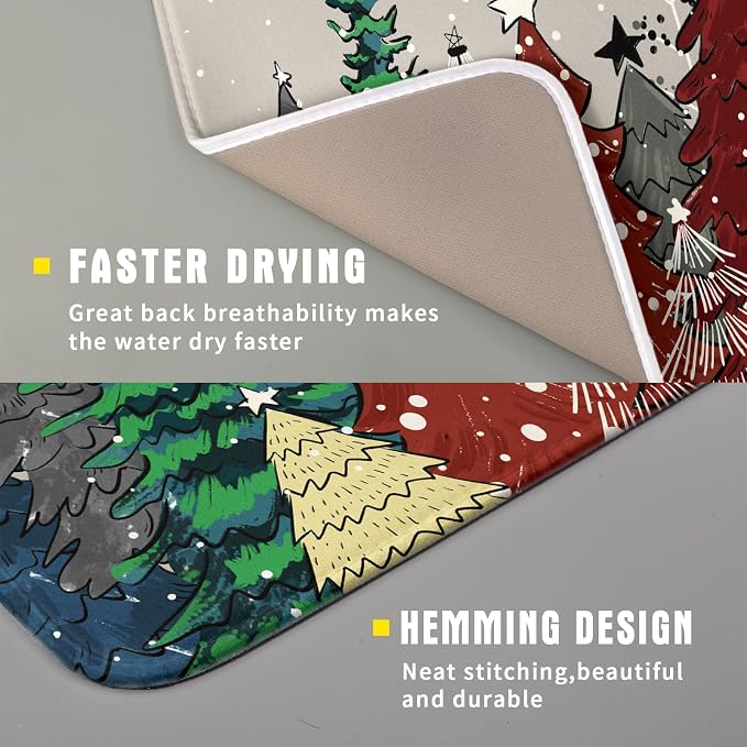 Christmas Trees Dish Drying Mat Winter Holiday Kitchen Dishes Pad 16x18 Inch - Image 3