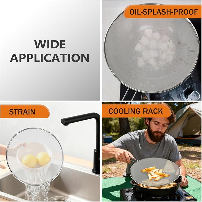 2-Pack Splatter Guard, 13 in Stainless Steel Grease Splatter Screen - Image 5