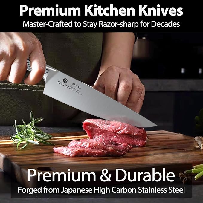imarku Knife Set, 14 Piece Premium Japanese High-Carbon Stainless Steel Knife - Image 2
