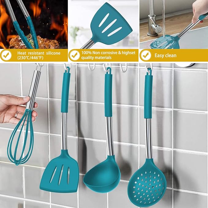 15 Pcs Silicone Cooking Utensils Kitchen Utensil Set - Image 6