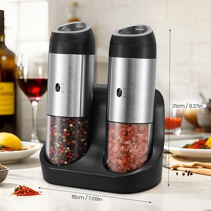 Rechargeable Gravity Electric Salt Grinder Set - Image 9