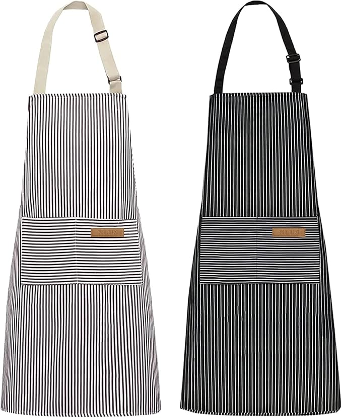 NLUS 2 Pack Kitchen Cooking Aprons, Adjustable Bib Soft Chef Apron by NLUS
