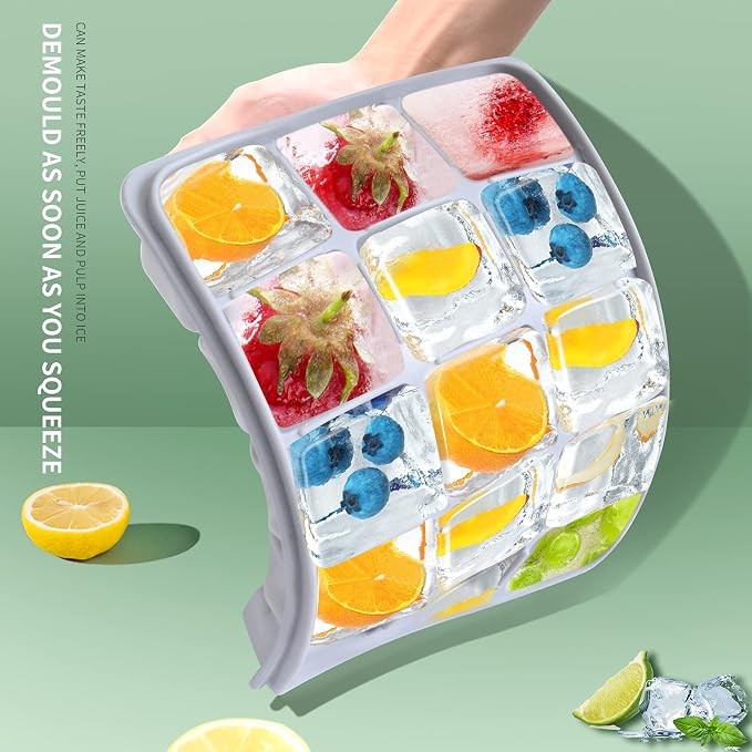 Ice Cube Trays Set of 2, Easy Release 15 Flexible Silicone Ice Cube Molds - Image 5
