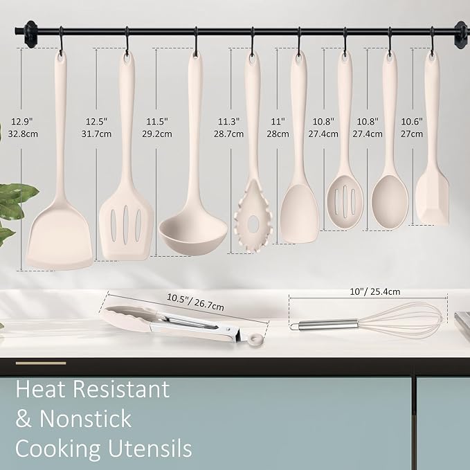 10 Pack Kitchen Utensils Set for Cooking, Leonyo Silicone Cooking Utensils Set - Image 2