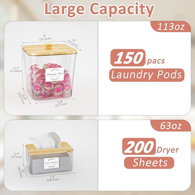 Vincona Laundry Room Organization and Storage, Laundry Pods Container and Dryer - Image 6