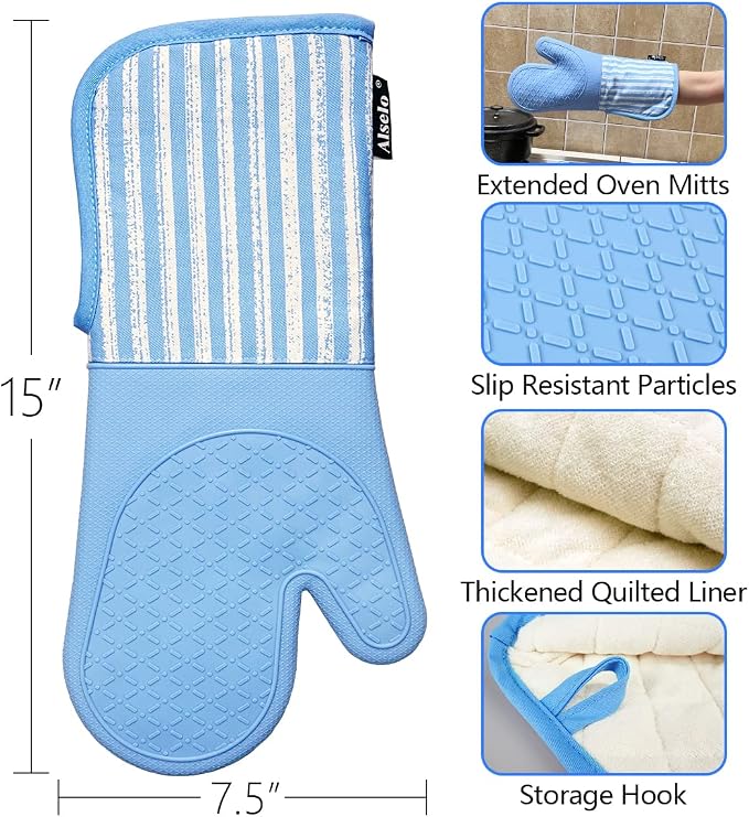 Alselo Silicone Oven Mitts Heat Resistant 932℉ - Image 3