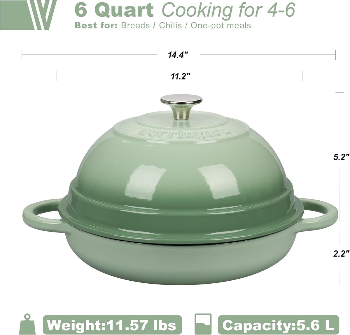 Cast Iron Enameled Dutch Oven Pot with Lid for Bread Baking, Bread