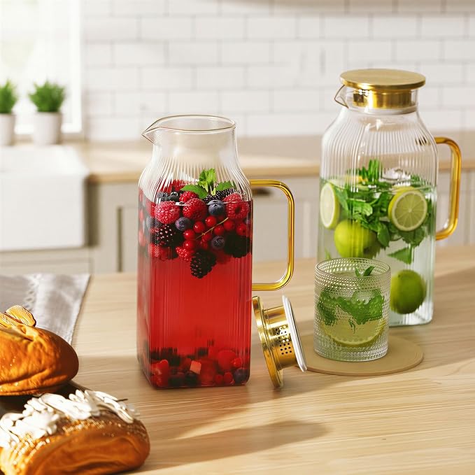 2 Pack 68oz/2 Liter Square Glass Pitcher - Image 6