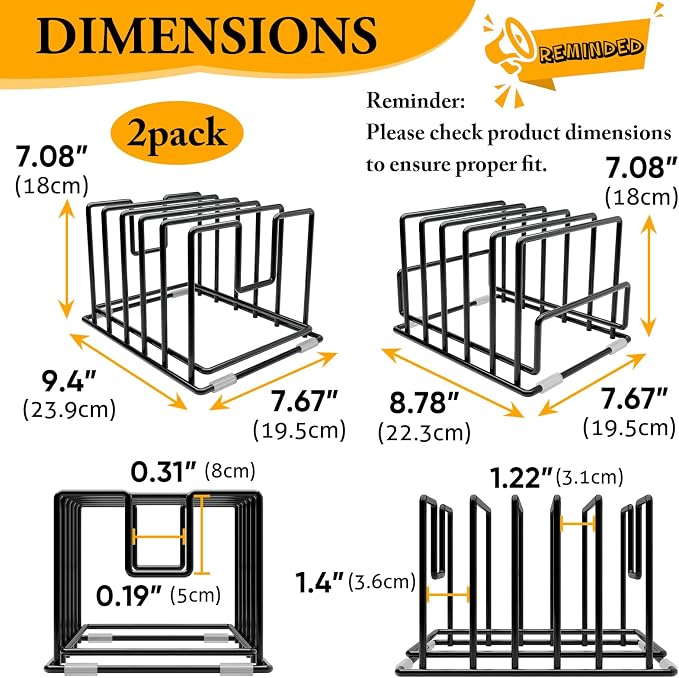 2 Pack Cutting Board Organizer and Pot Lid Holder, Kitchen Cabinet Organizer - Image 3