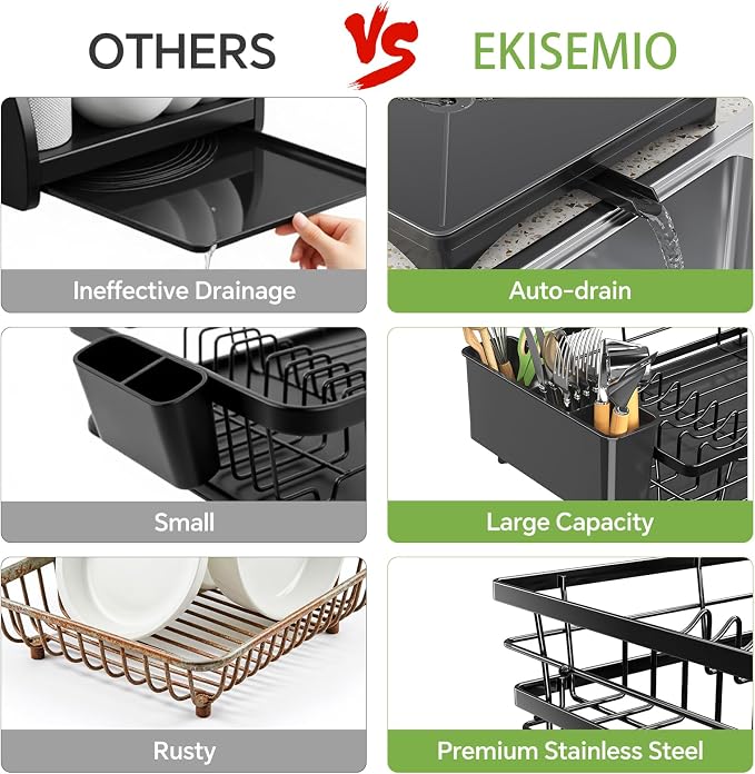 Ekisemio Dish Drying Rack for Kitchen Counter - Image 5