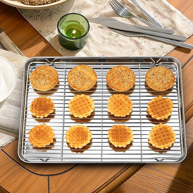 Wildone Baking Sheet & Rack Set, Stainless Steel Cookie Pan - Image 6